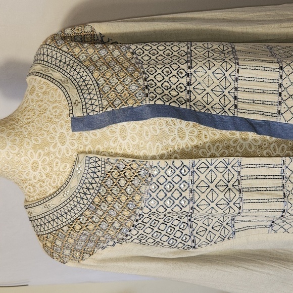 Madison Multiples Embroidered Studded Round Neck Southwestern Jacket Topper SZ L - Picture 6 of 15